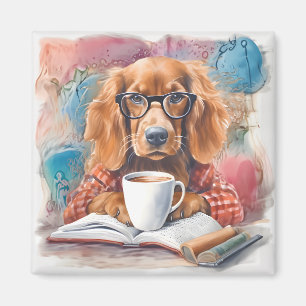 Hund mit einer Tasse heißer Schokolade Magnet