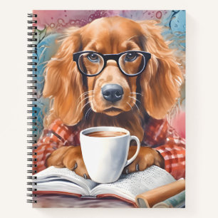 Hund mit einer Tasse heißer Schokolade Notizbuch
