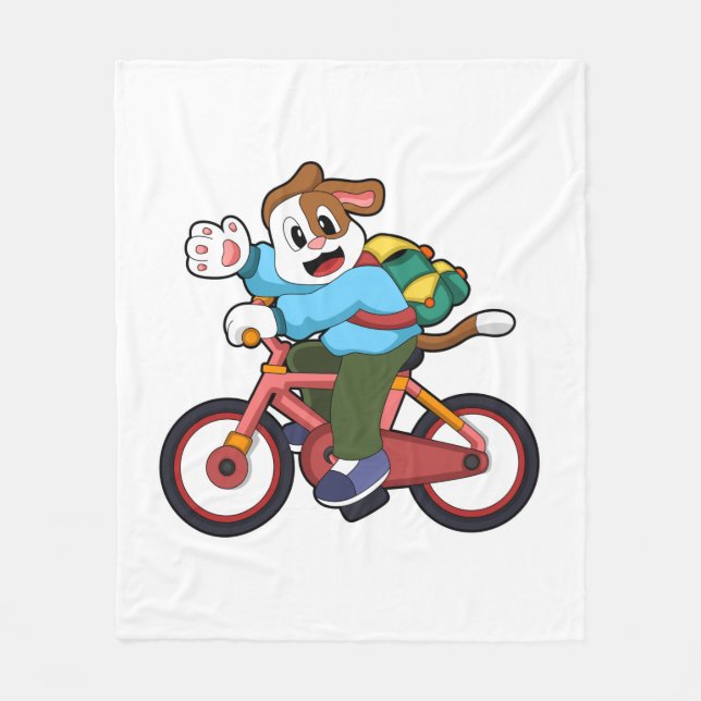 Hund mit Fahrrad Fleecedecke (Vorderseite)