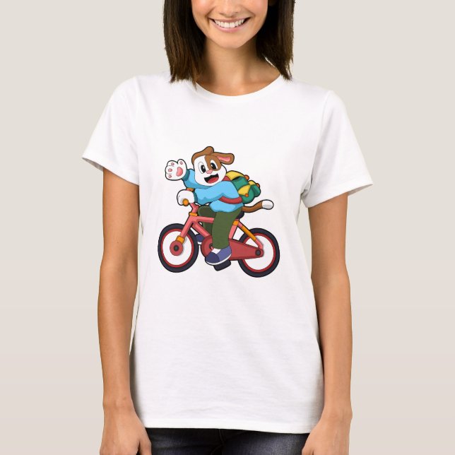 Hund mit Fahrrad T-Shirt (Vorderseite)