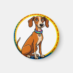 Hund mit farbenfroher Collar Inside Decorative Kre Magnet