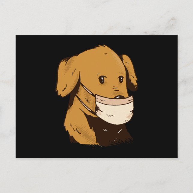 Hund mit Gesichtsmaske Postkarte (Vorderseite)