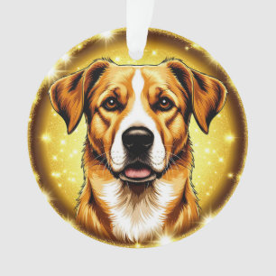 Hund mit goldenem Hintergrund Ornament