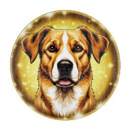 Hund mit goldenem Hintergrund Schneidebrett