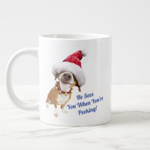 Hund mit großer Weihnachtsmannmütze Jumbo-Tasse