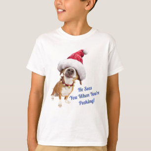 Hund mit großer Weihnachtsmannmütze T-Shirt