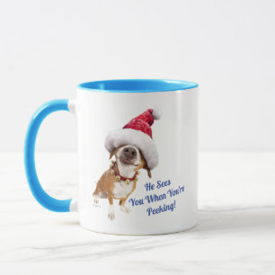 Hund mit großer Weihnachtsmannmütze Tasse