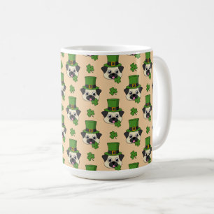 Hund mit Grüner Hut und Kleeblatt St Patrick's Mus Kaffeetasse