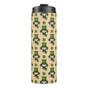 Hund mit Grüner Hut und Kleeblatt St Patrick's Mus Thermosbecher