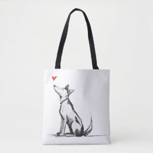 Hund mit Herz – Minimal Love Tier Skizze