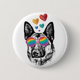 Hund mit Herz-Valentinstag Button