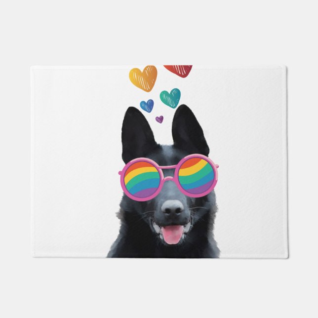 Hund mit Herz-Valentinstag Fußmatte (Vorderseite)
