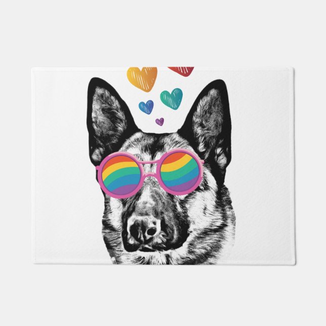 Hund mit Herz-Valentinstag Fußmatte (Vorderseite)