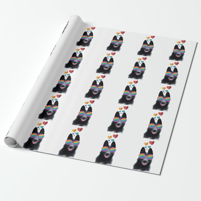 Hund mit Herz-Valentinstag Geschenkpapier (Ungerollt)