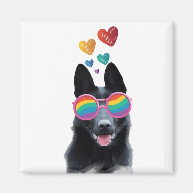 Hund mit Herz-Valentinstag Magnet (Vorne)