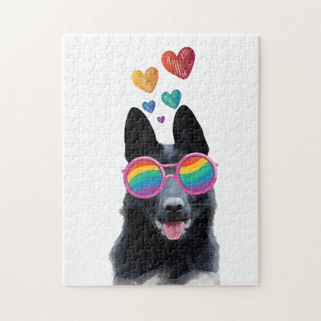 Hund mit Herz-Valentinstag Puzzle (Vertikal)