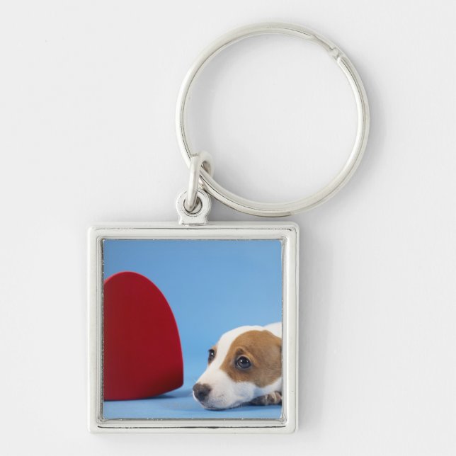 Hund mit Herzen Schlüsselanhänger (Vorne)