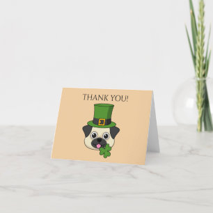 Hund mit Hut und Kleeblatt St Patrick's Personal Dankeskarte