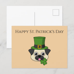 Hund mit Hut und Kleeblatt St Patrick's Personal Feiertagspostkarte