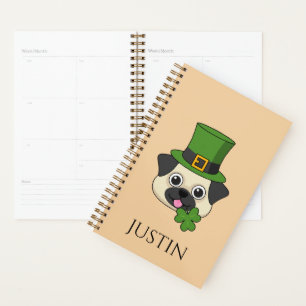 Hund mit Hut und Kleeblatt St Patrick's Personal Planer