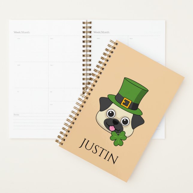 Hund mit Hut und Kleeblatt St Patrick's | Personal Planer (Anzeige)