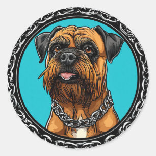 Hund mit Kettenhalsband Kühnes Pet-Design 🖤🔥 Mod Runder Aufkleber