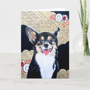 Hund mit Kimono-Gruß-Karte Karte
