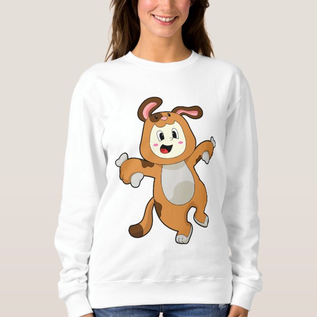 Hund mit Knochen als Kaninchen Sweatshirt (Vorderseite)