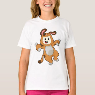 Hund mit Knochen als Kaninchen T-Shirt