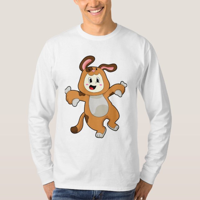 Hund mit Knochen als Kaninchen T-Shirt (Vorderseite)