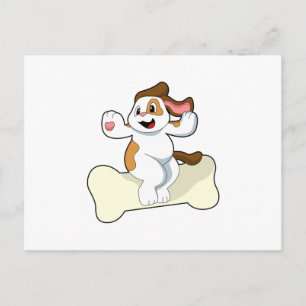 Hund mit Knochen Postkarte