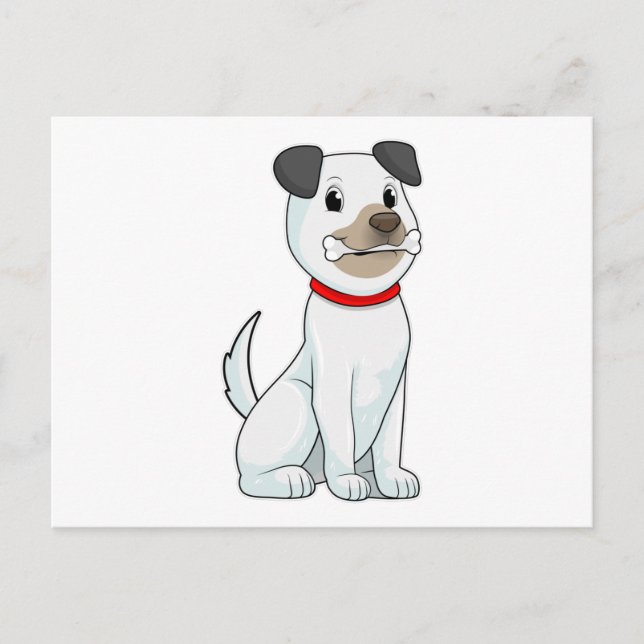 Hund mit Knochen Postkarte (Vorderseite)