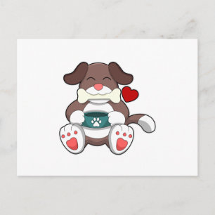 Hund mit Knochen Postkarte