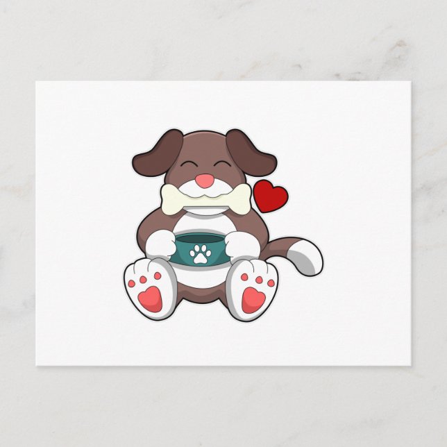 Hund mit Knochen Postkarte (Vorderseite)