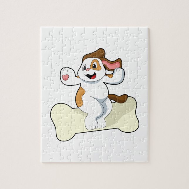 Hund mit Knochen Puzzle (Vertikal)