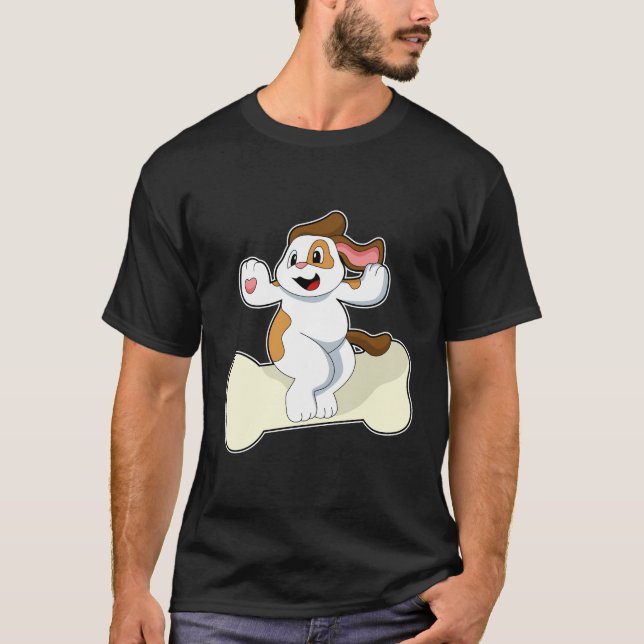 Hund mit Knochen T-Shirt (Vorderseite)