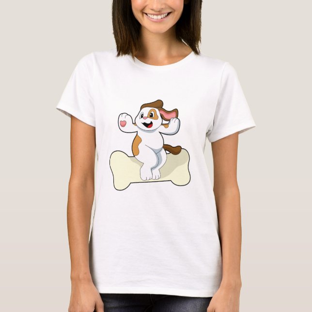 Hund mit Knochen T-Shirt (Vorderseite)