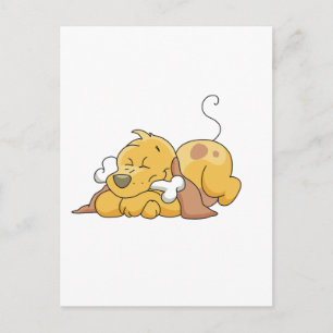 Hund mit Knochentrecken und Geschenken Postkarte