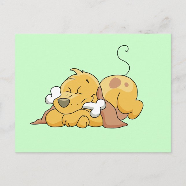 Hund mit Knochentrecken und Geschenken Postkarte (Vorderseite)