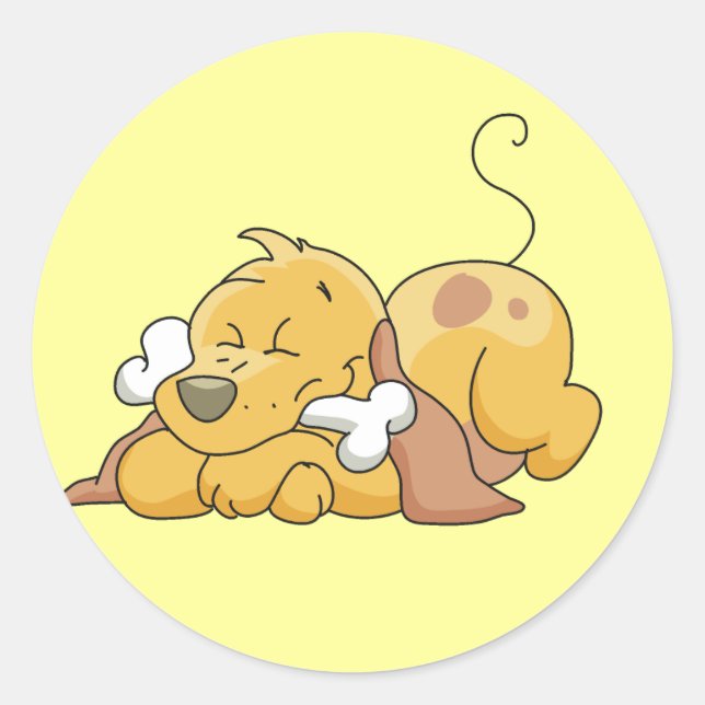 Hund mit Knochentrecken und Geschenken Runder Aufkleber (Vorderseite)