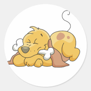 Hund mit Knochentrecken und Geschenken Runder Aufkleber