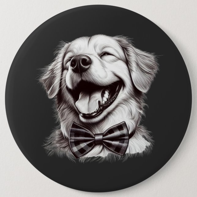 Hund mit Krawatte Button (Vorderseite)