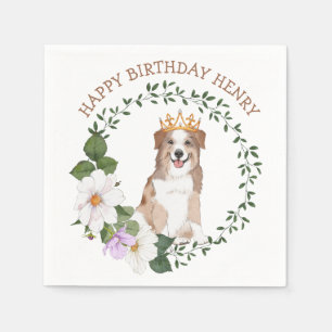 Hund mit Kronenfloralgeburt Serviette