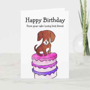 Hund mit Kuchen Geburtstagskarte Karte