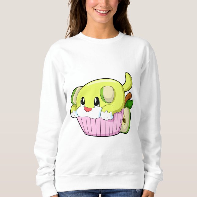Hund mit Kuchen Sweatshirt (Vorderseite)