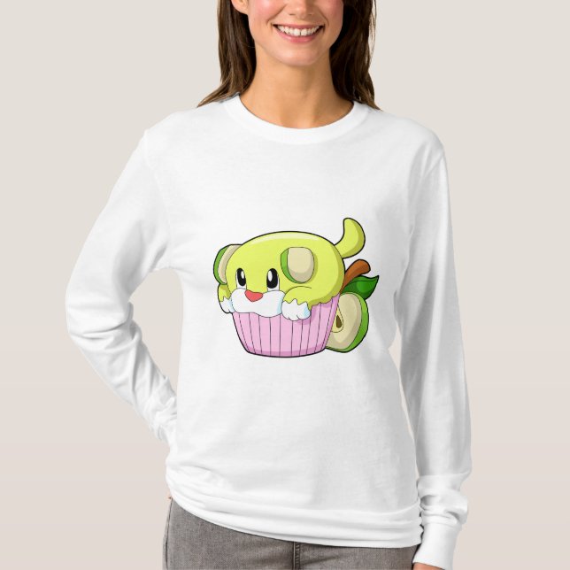 Hund mit Kuchen T-Shirt (Vorderseite)