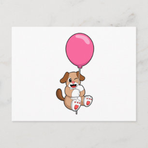 Hund mit Luftballon Postkarte