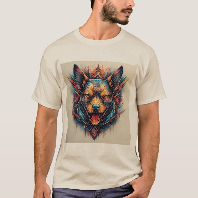 Hund mit modernem abstraktem Design T-Shirt (Vorderseite)