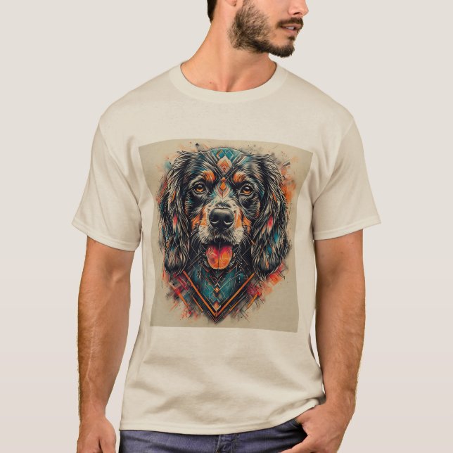 Hund mit modernem abstraktem Design T-Shirt (Vorderseite)