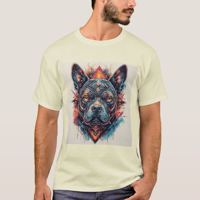 Hund mit modernem abstraktem Design T-Shirt (Vorderseite)
